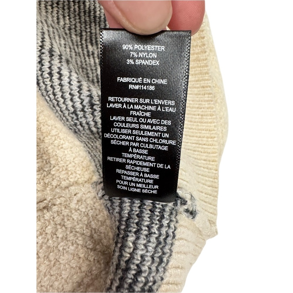 FRYE Cream Shawl Collar Cardigan with Black & Gray Fair Isle Inspired - Picture 9 of 9